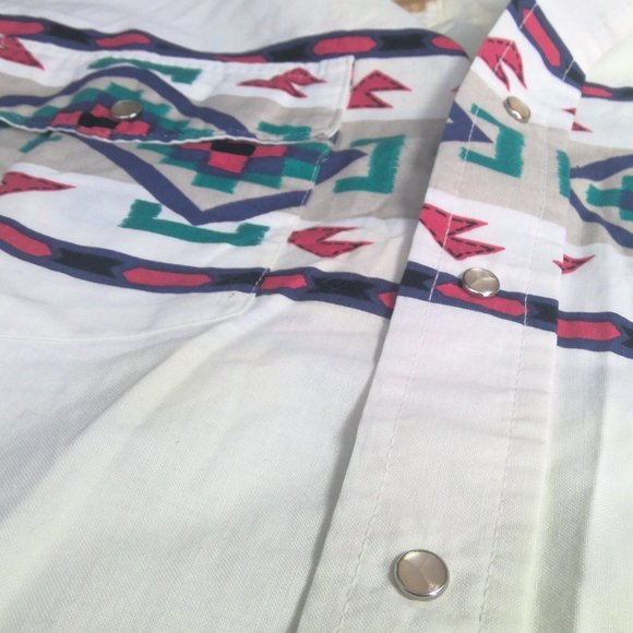 Vintage Express Riders Pearl Snap Shirt Long Sleeve Aztec Print Men's XL - Picture 5 of 8